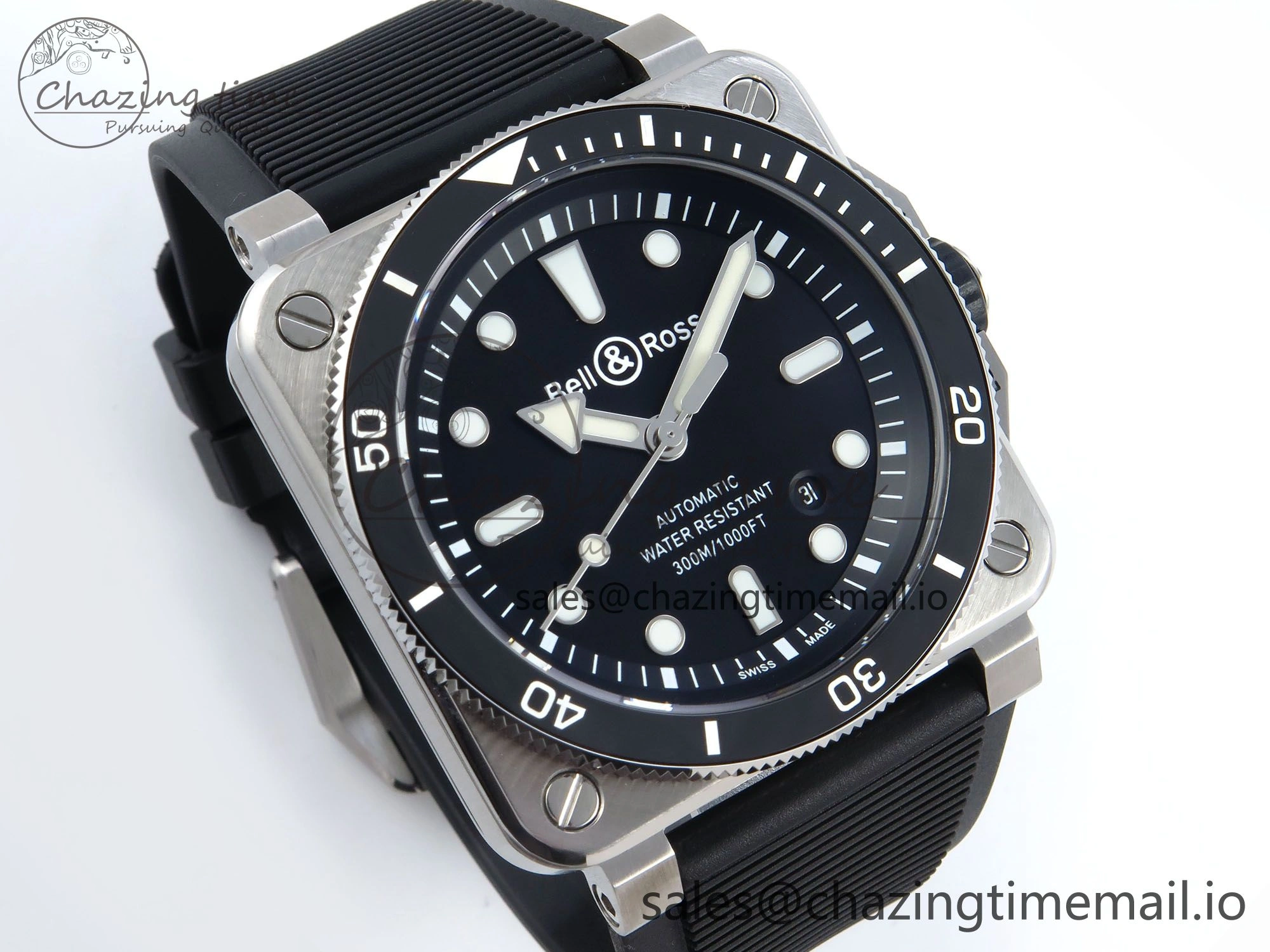 BR03-92 Diver BRF 1:1 Best Edition Black Dial on Black Rubber Strap A2824