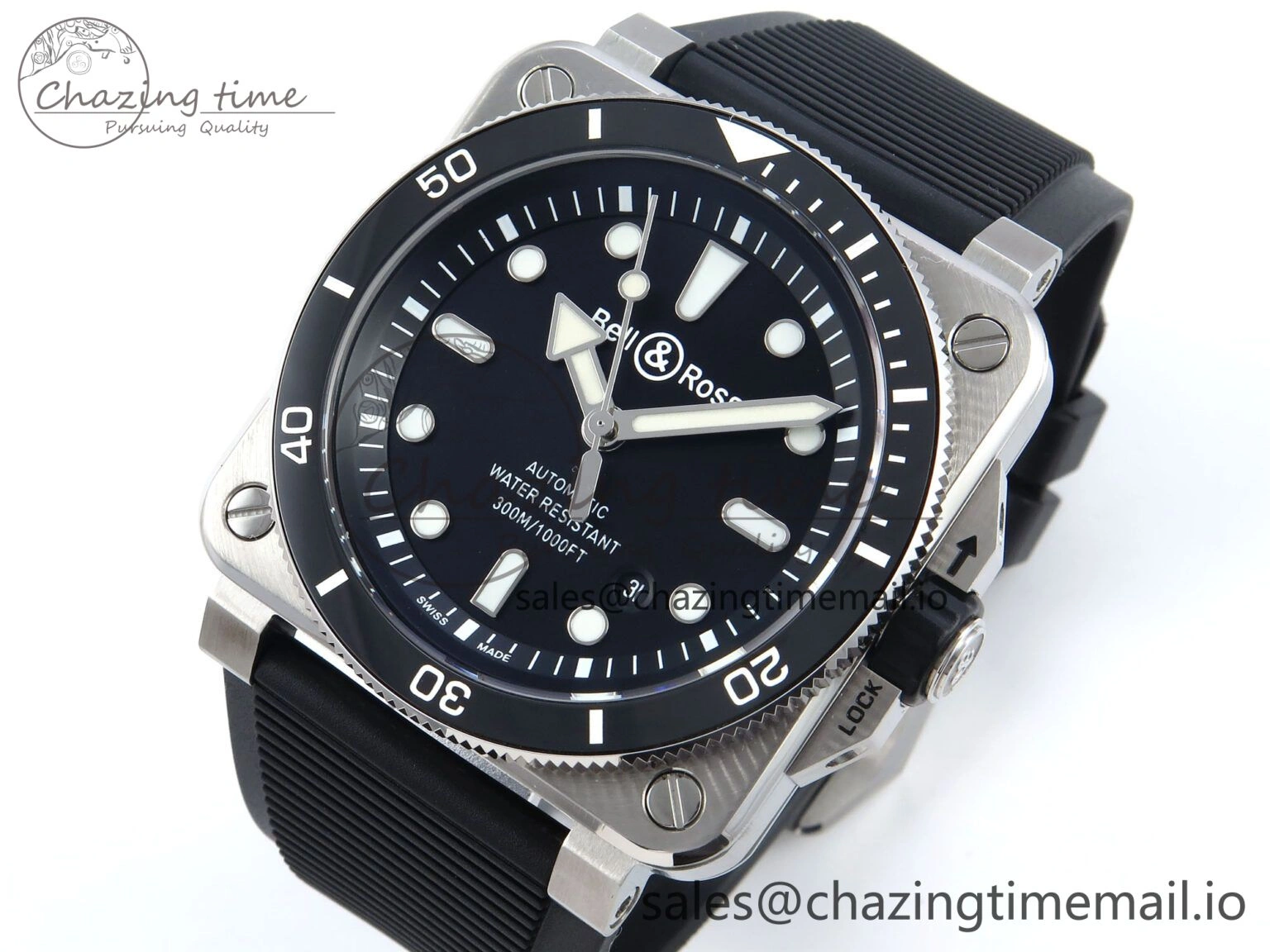 BR03-92 Diver BRF 1:1 Best Edition Black Dial on Black Rubber Strap A2824
