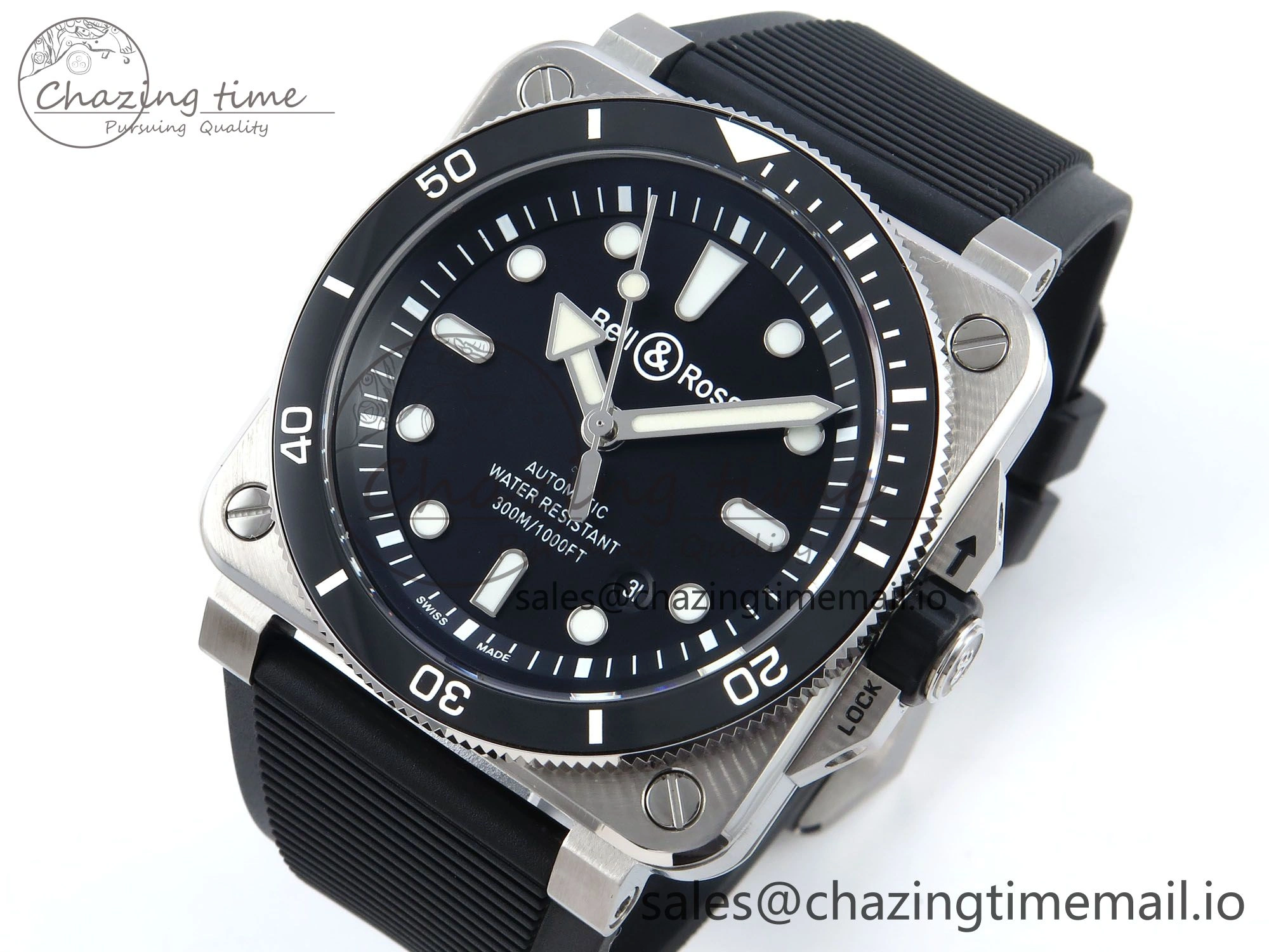BR03-92 Diver BRF 1:1 Best Edition Black Dial on Black Rubber Strap A2824