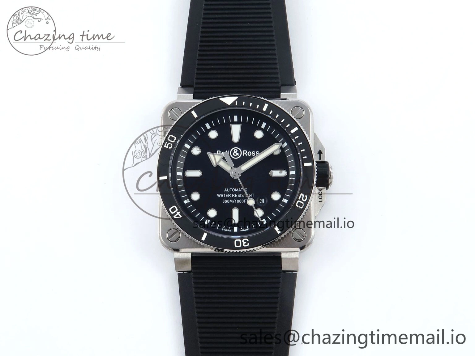 BR03-92 Diver BRF 1:1 Best Edition Black Dial on Black Rubber Strap A2824