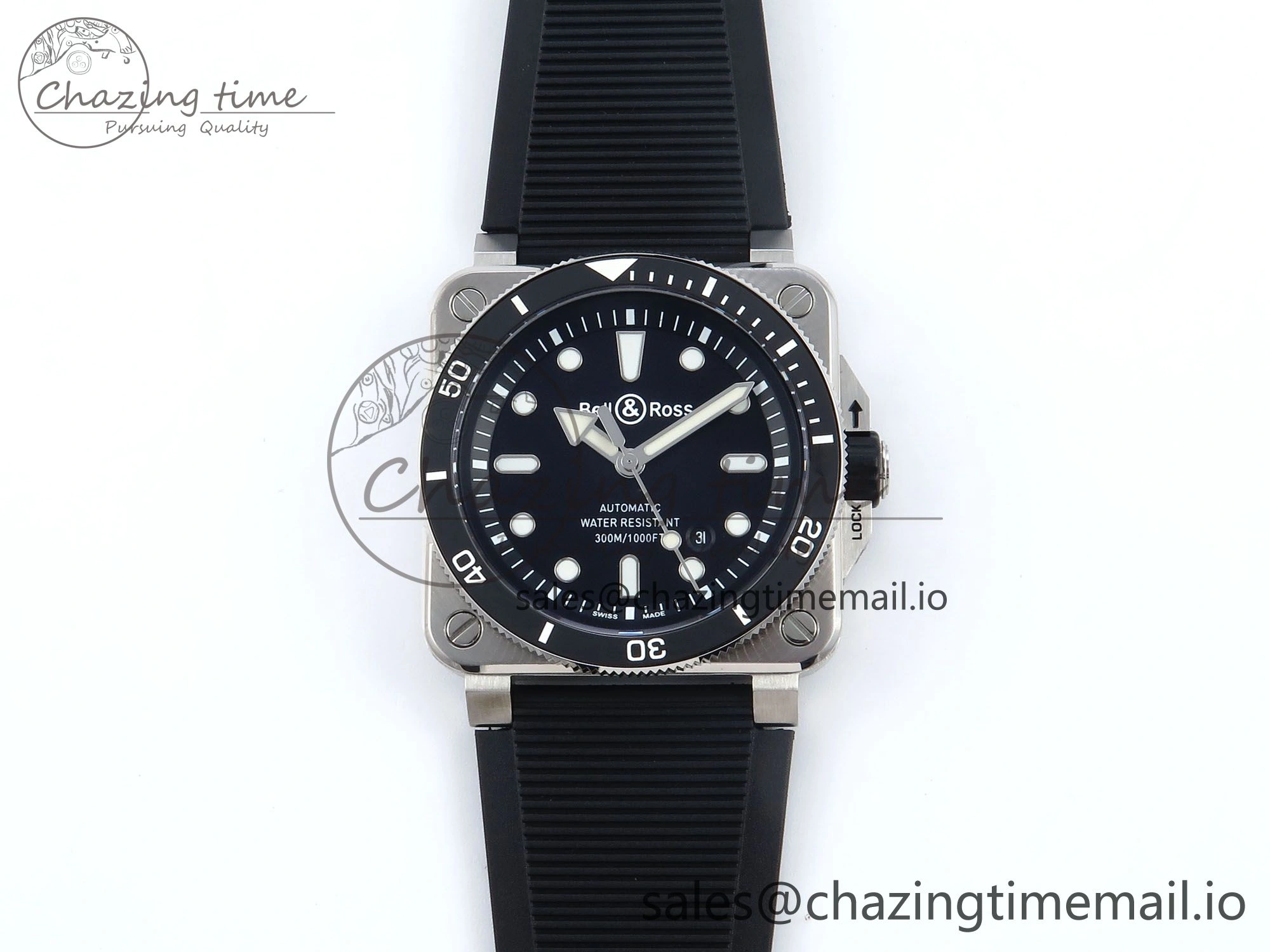 BR03-92 Diver BRF 1:1 Best Edition Black Dial on Black Rubber Strap A2824
