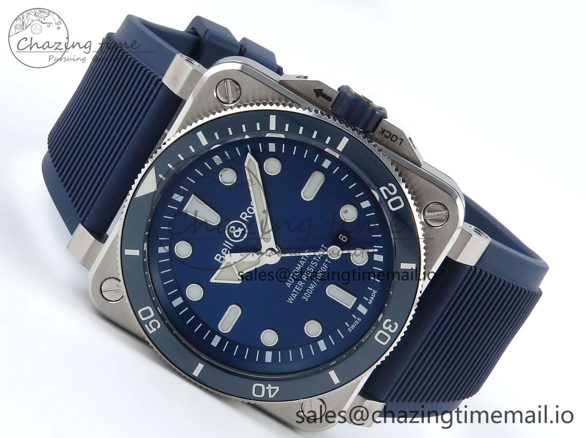 BR03-92 Diver BRF 1:1 Best Edition Blue Dial on Blue Rubber Strap A2824