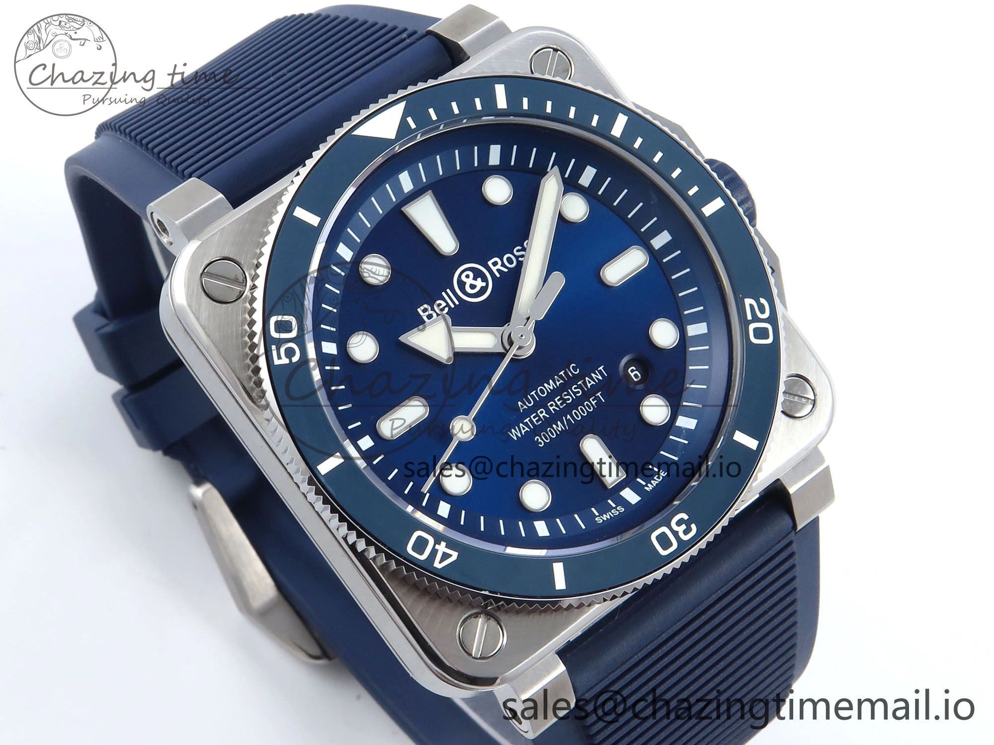 BR03-92 Diver BRF 1:1 Best Edition Blue Dial on Blue Rubber Strap A2824
