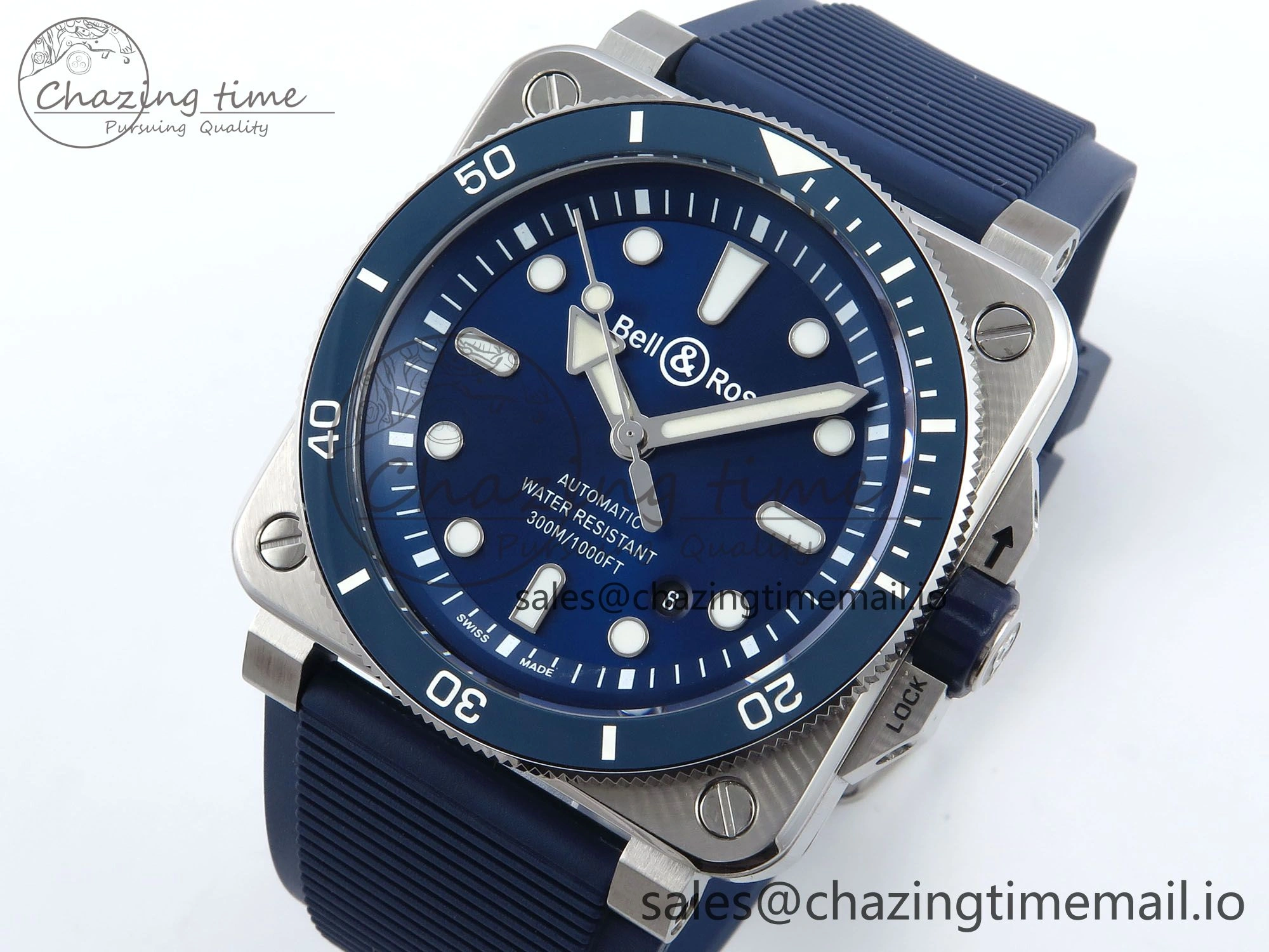 BR03-92 Diver BRF 1:1 Best Edition Blue Dial on Blue Rubber Strap A2824