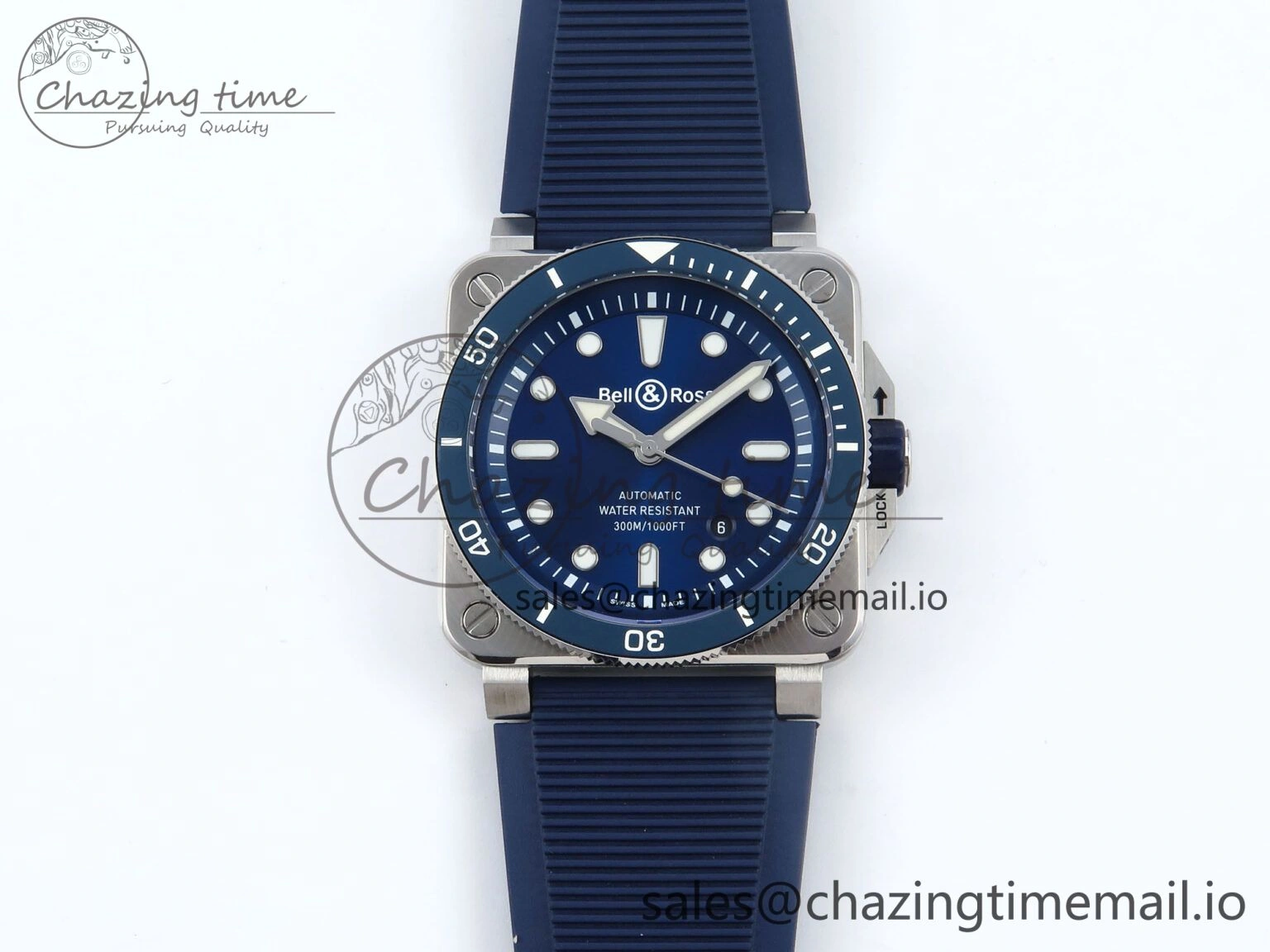 BR03-92 Diver BRF 1:1 Best Edition Blue Dial on Blue Rubber Strap A2824
