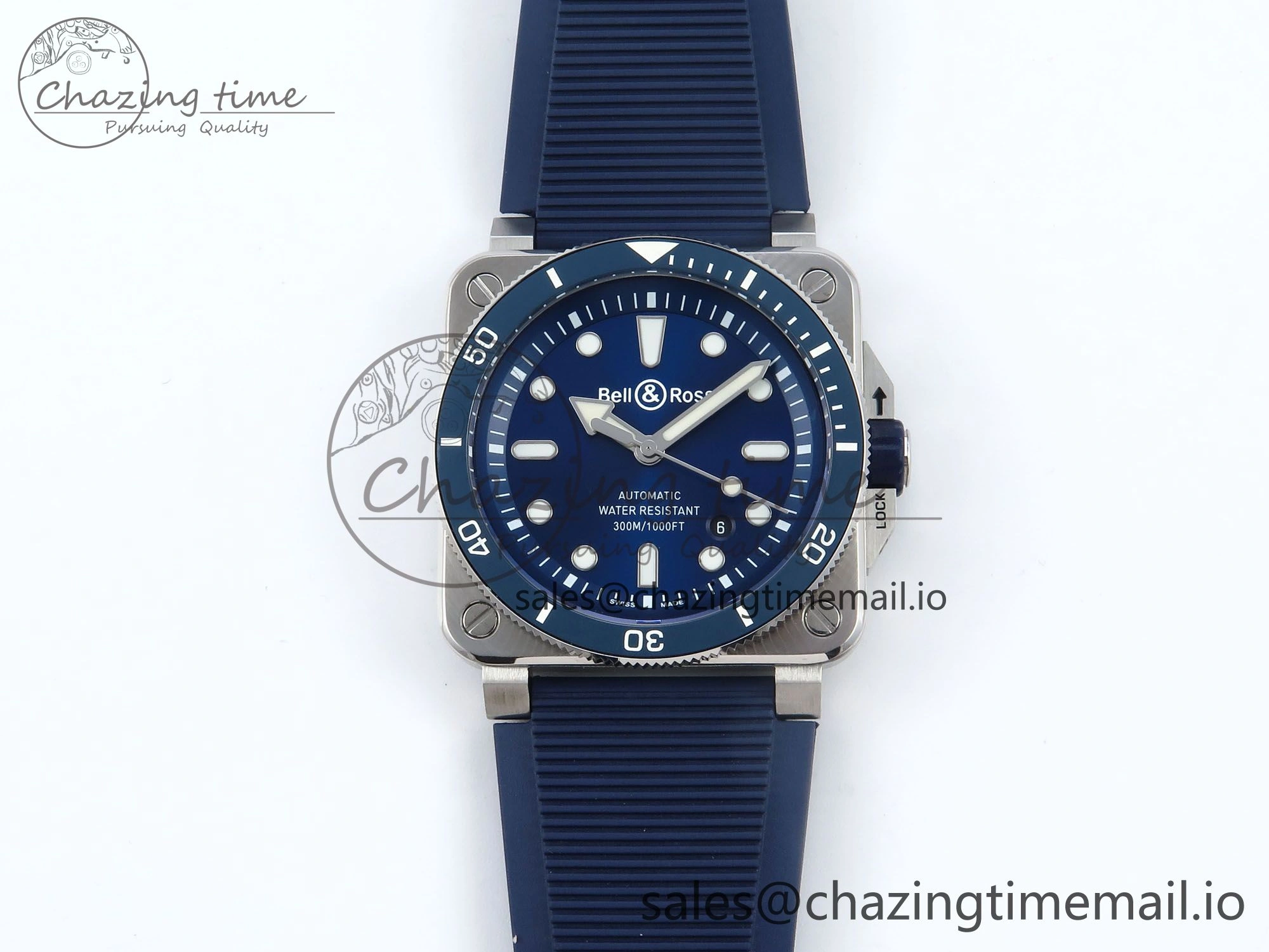 BR03-92 Diver BRF 1:1 Best Edition Blue Dial on Blue Rubber Strap A2824