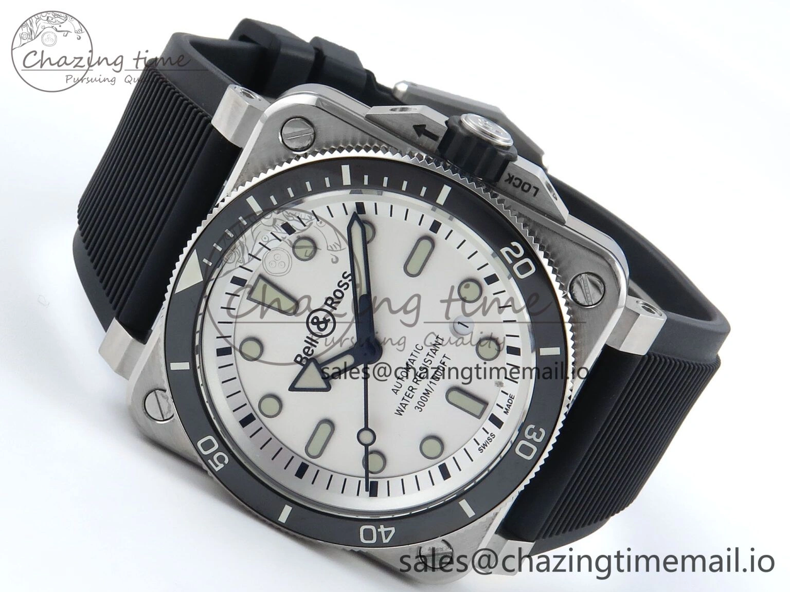 BR03-92 Diver BRF 1:1 Best Edition White Dial on Black Rubber Strap A2824