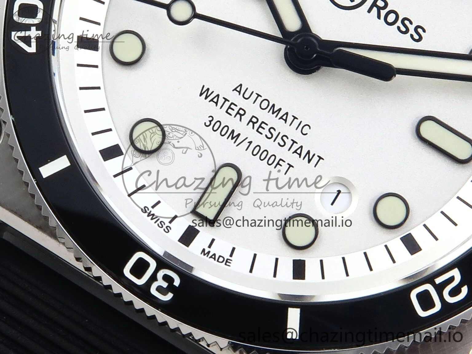BR03-92 Diver BRF 1:1 Best Edition White Dial on Black Rubber Strap A2824