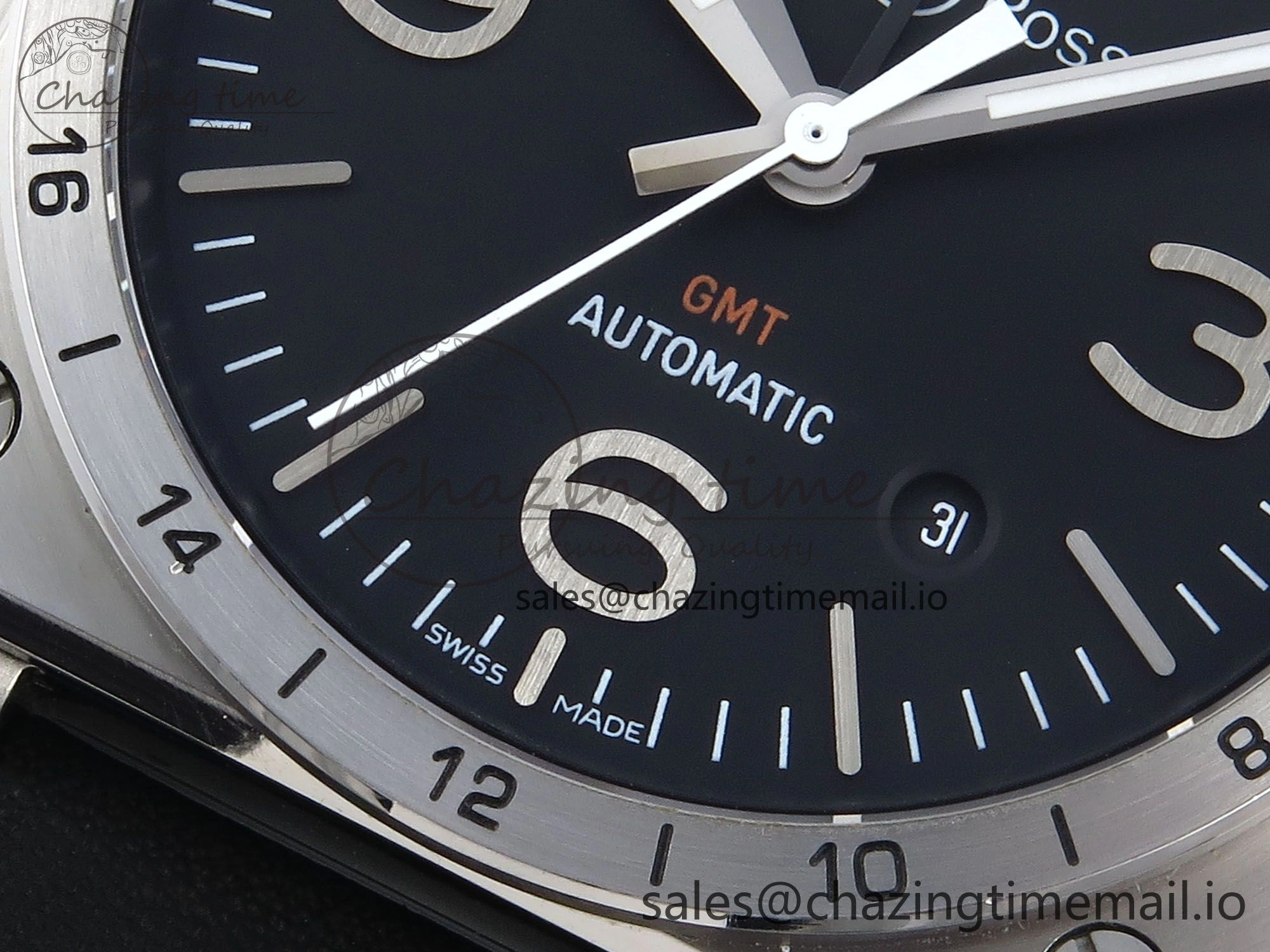 BR03-93 GMT BRF 1:1 Best Edition Black Dial on Black Leather Strap A2824