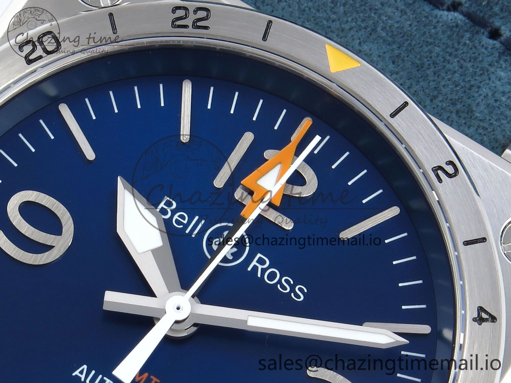 BR03-93 GMT BRF 1:1 Best Edition Blue Dial on Blue Leather Strap A2824