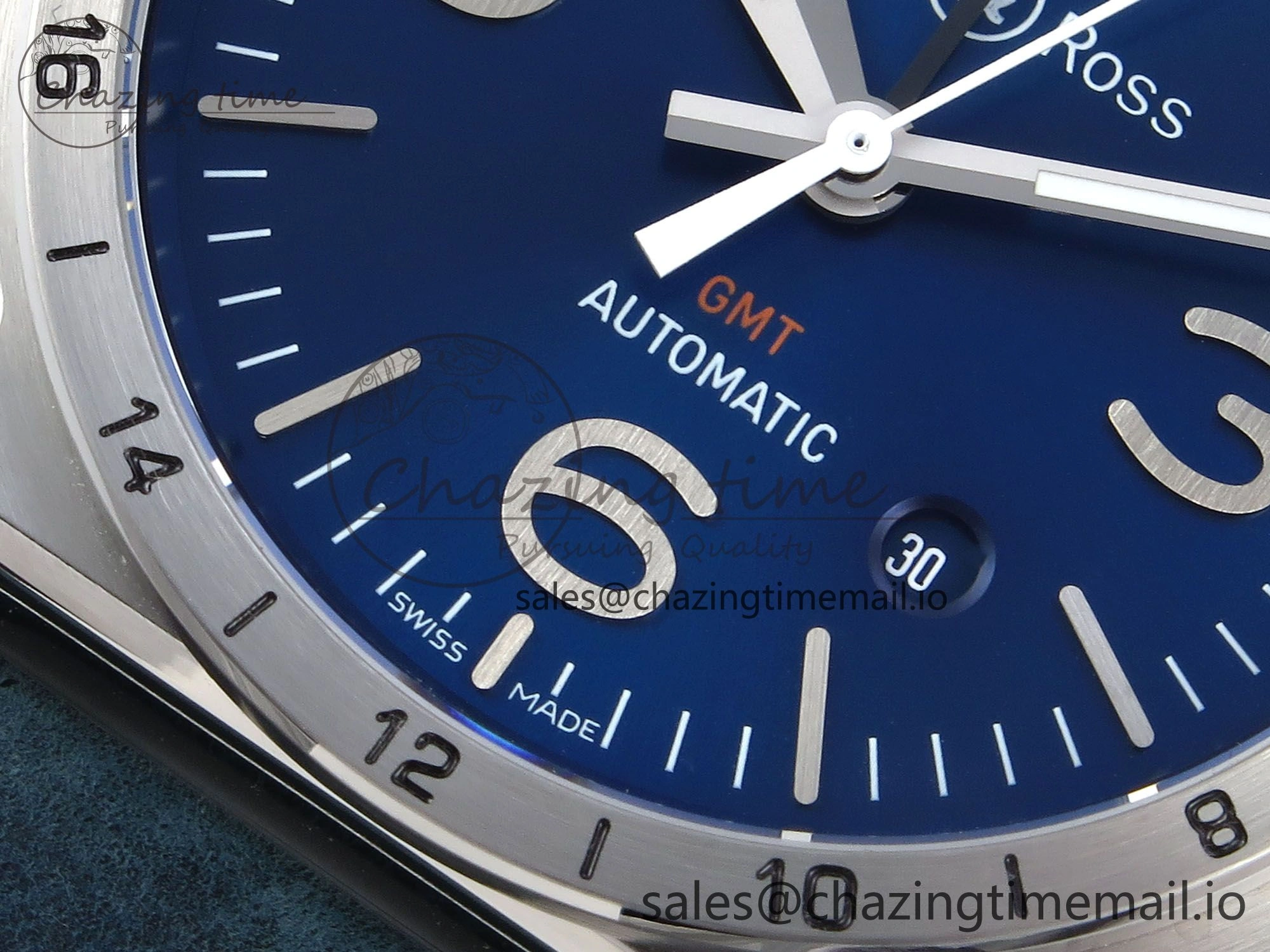 BR03-93 GMT BRF 1:1 Best Edition Blue Dial on Blue Leather Strap A2824