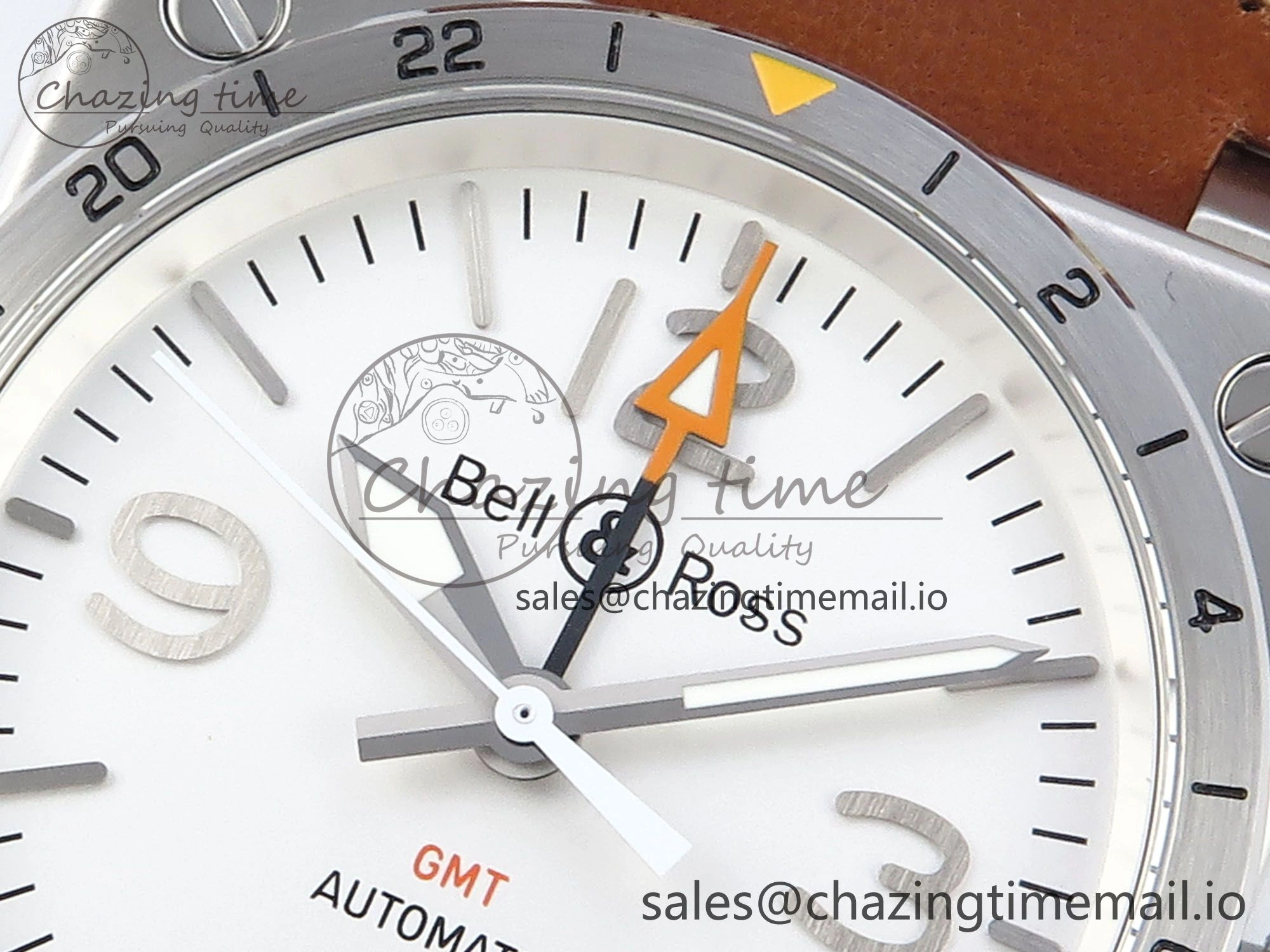BR03-93 GMT BRF 1:1 Best Edition White Dial on Brown Leather Strap A2824
