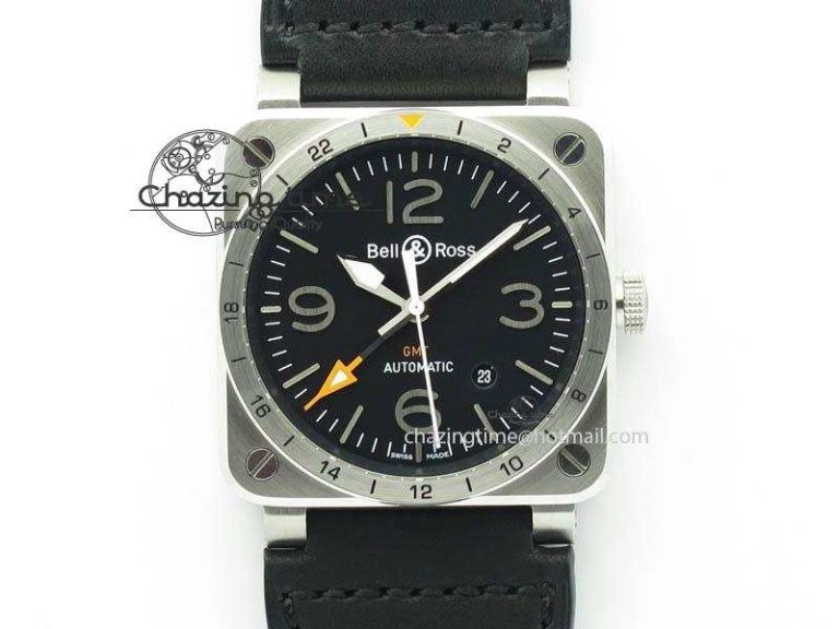 BR03-93 GMT SS 42mm Black Dial On Rubber Strap A2836