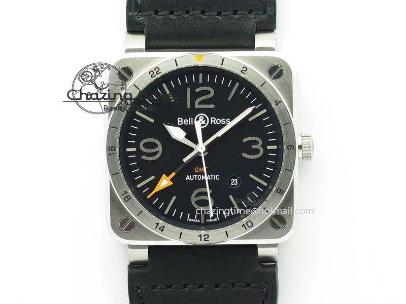 BR03-93 GMT SS 42mm Black Dial On Rubber Strap A2836