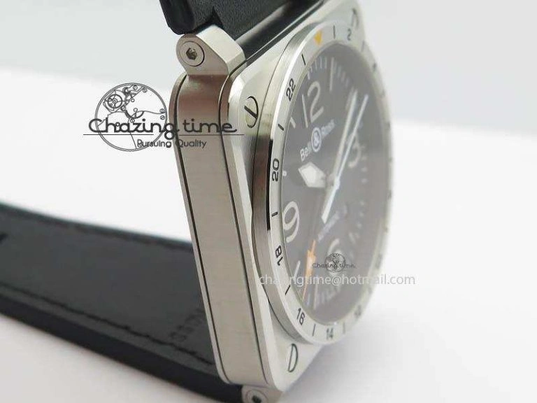 BR03-93 GMT SS 42mm Black Dial On Rubber Strap A2836