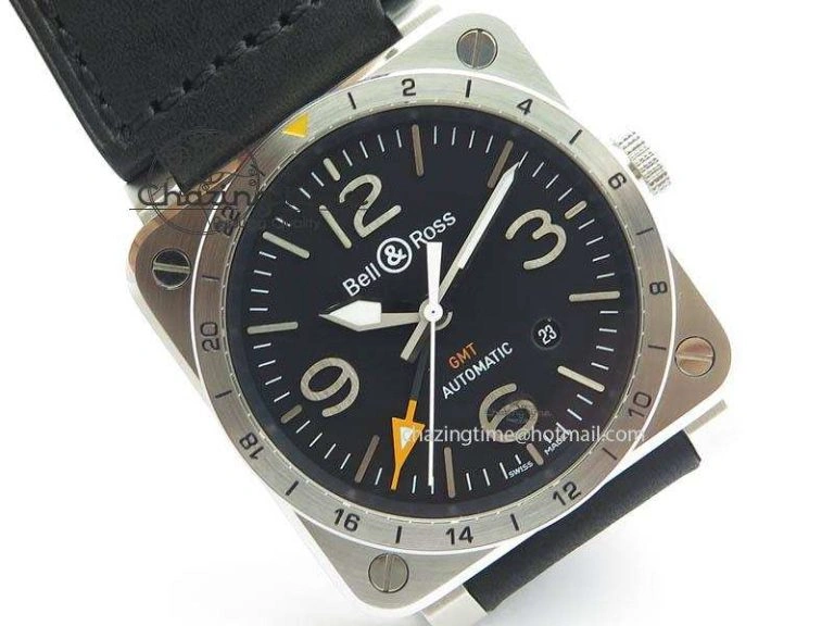 BR03-93 GMT SS 42mm Black Dial On Rubber Strap A2836