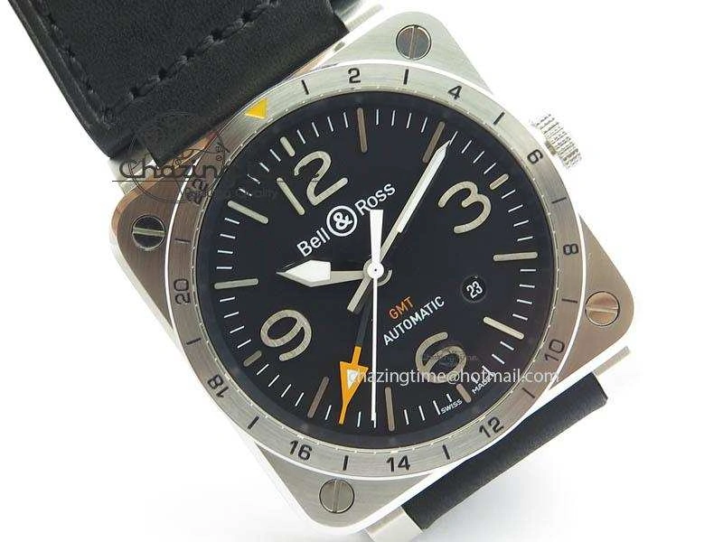 BR03-93 GMT SS 42mm Black Dial On Rubber Strap A2836