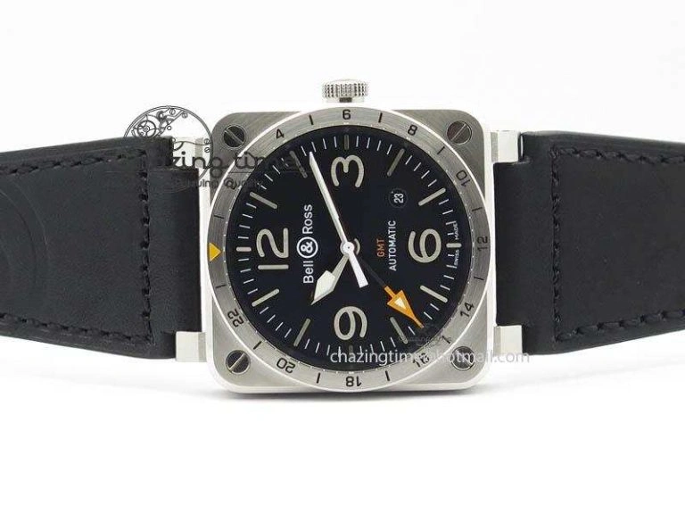 BR03-93 GMT SS 42mm Black Dial On Rubber Strap A2836