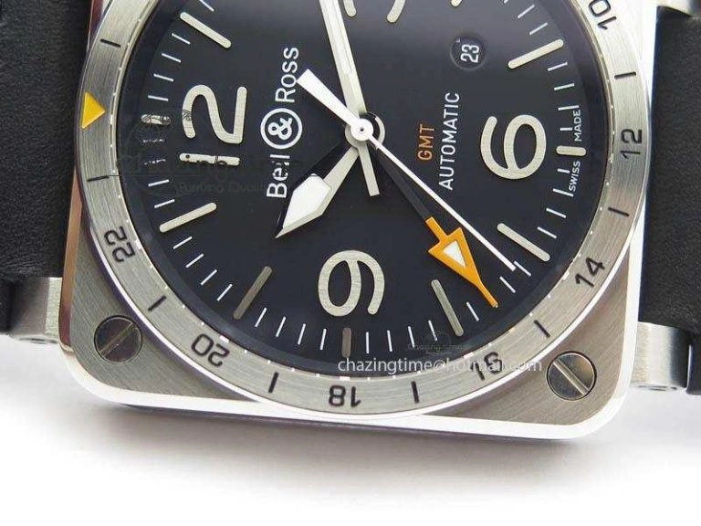 BR03-93 GMT SS 42mm Black Dial On Rubber Strap A2836