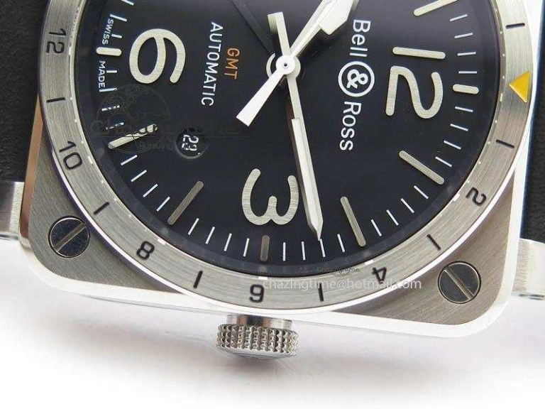 BR03-93 GMT SS 42mm Black Dial On Rubber Strap A2836