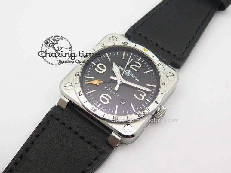 BR03-93 GMT SS 42mm Black Dial On Rubber Strap A2836