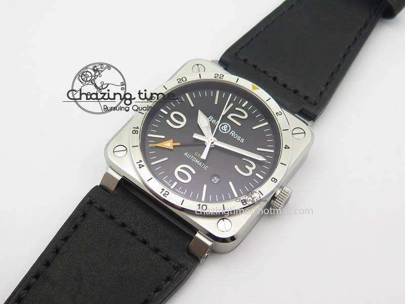 BR03-93 GMT SS 42mm Black Dial On Rubber Strap A2836