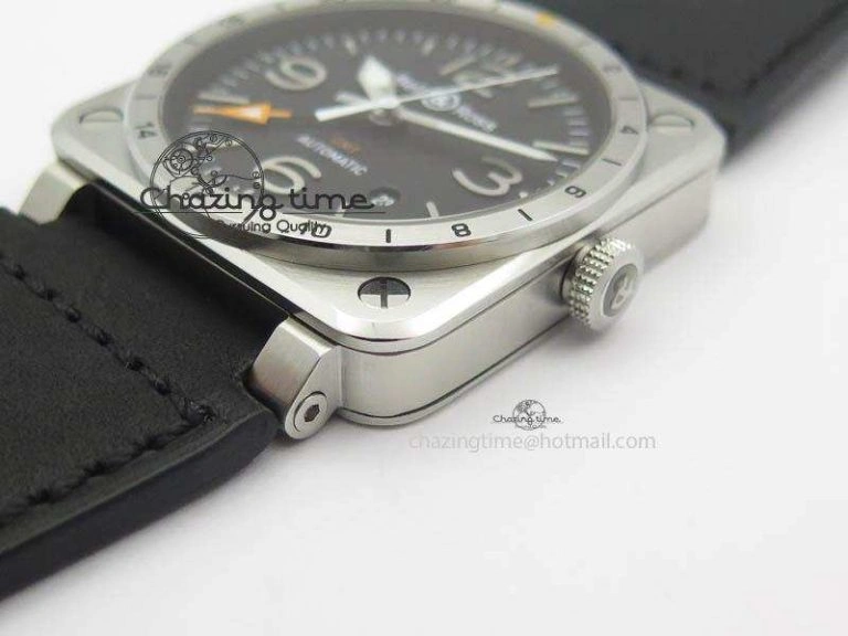 BR03-93 GMT SS 42mm Black Dial On Rubber Strap A2836