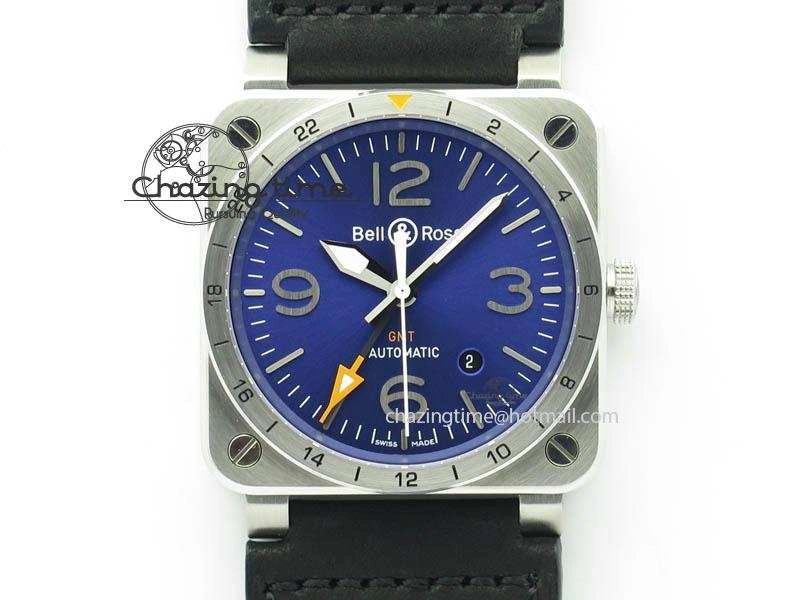 BR03-93 GMT SS 42mm Blue Dial On Rubber Strap A2836