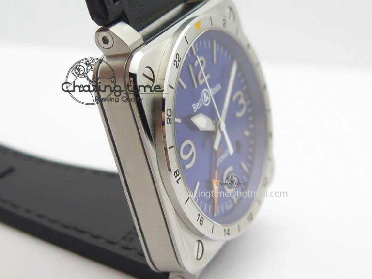 BR03-93 GMT SS 42mm Blue Dial On Rubber Strap A2836