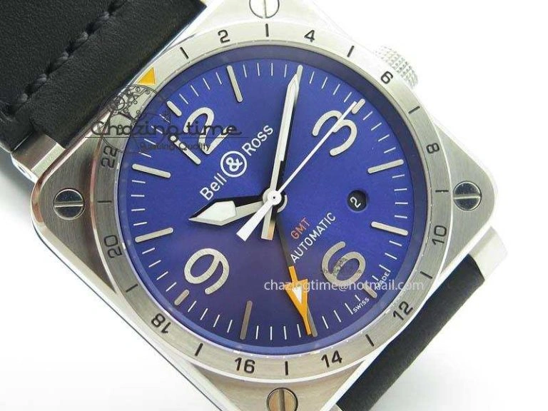 BR03-93 GMT SS 42mm Blue Dial On Rubber Strap A2836