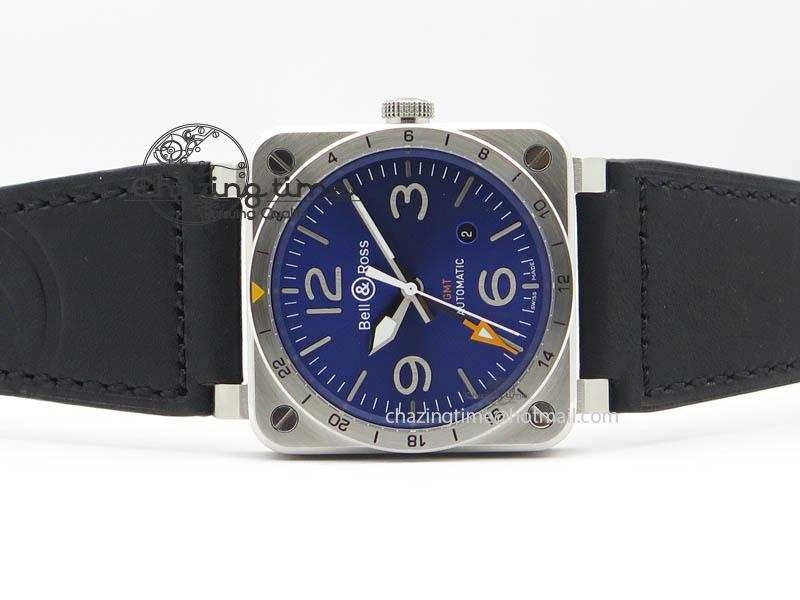BR03-93 GMT SS 42mm Blue Dial On Rubber Strap A2836