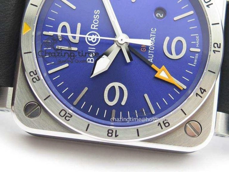 BR03-93 GMT SS 42mm Blue Dial On Rubber Strap A2836