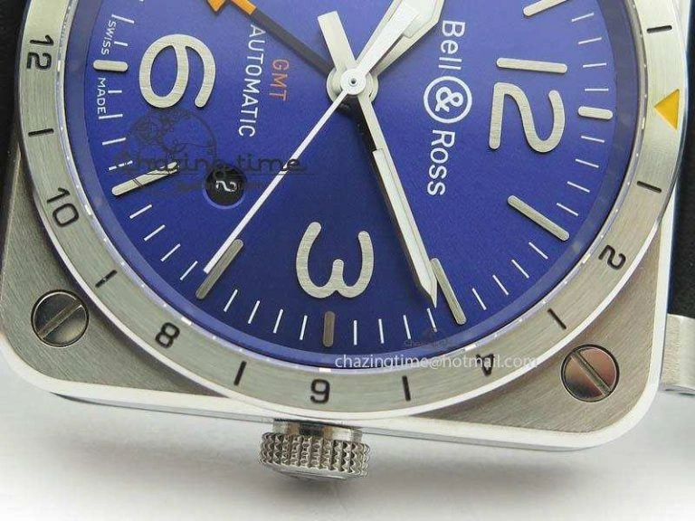 BR03-93 GMT SS 42mm Blue Dial On Rubber Strap A2836