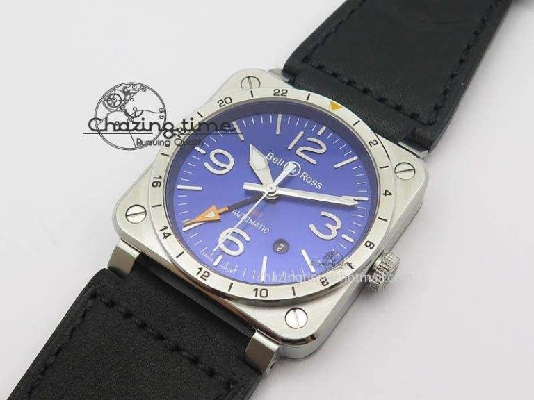 BR03-93 GMT SS 42mm Blue Dial On Rubber Strap A2836