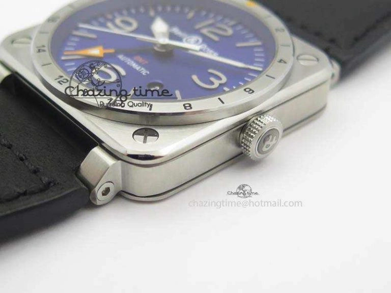 BR03-93 GMT SS 42mm Blue Dial On Rubber Strap A2836