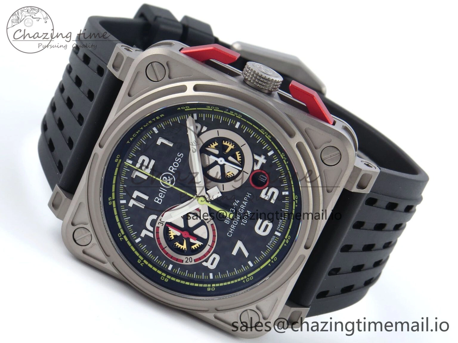 BR03-94 Instruments BRF 1:1 Best Edition Black Carbon Dial on Black Hollow Rubber Strap A2824