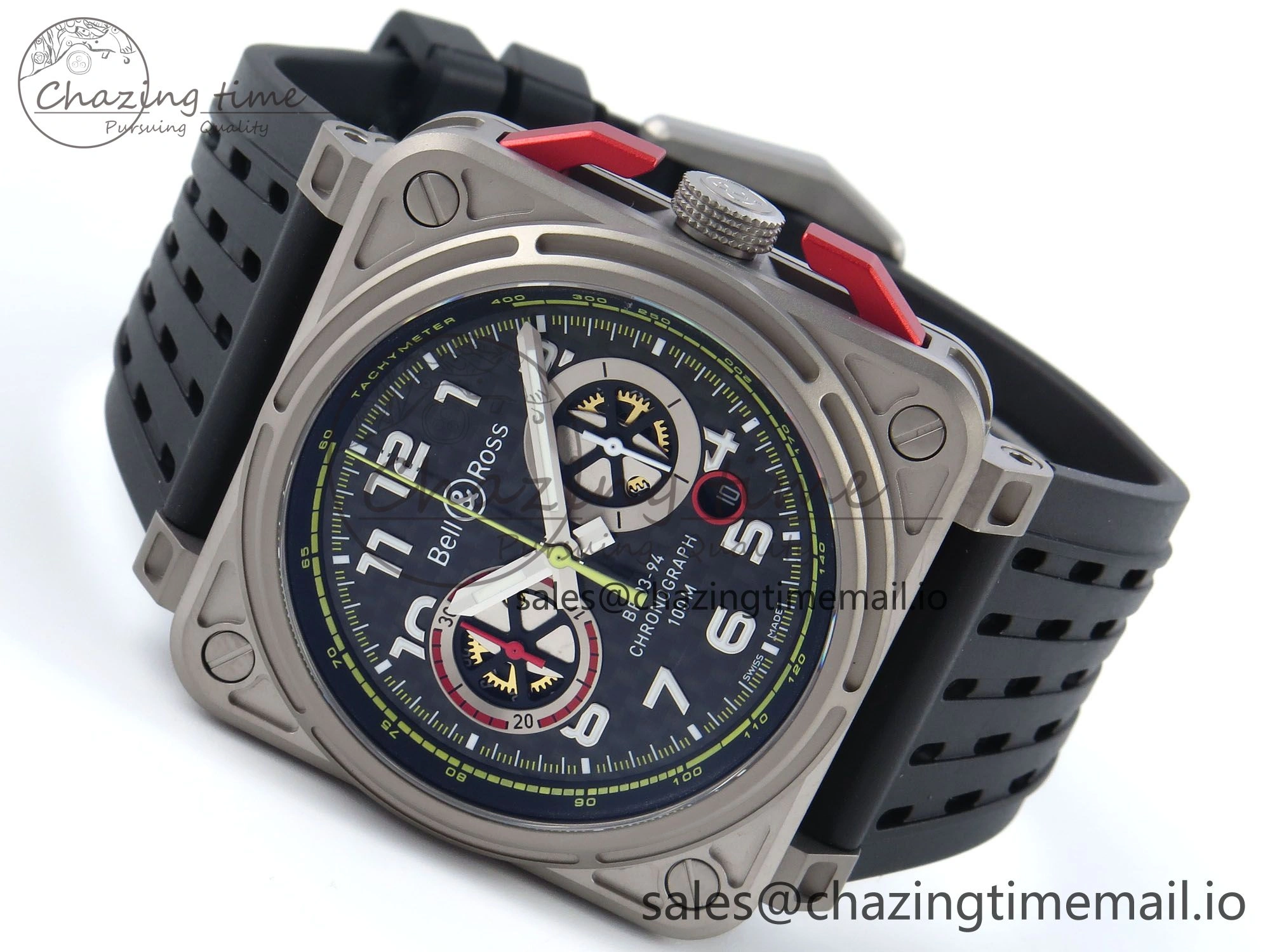 BR03-94 Instruments BRF 1:1 Best Edition Black Carbon Dial on Black Hollow Rubber Strap A2824