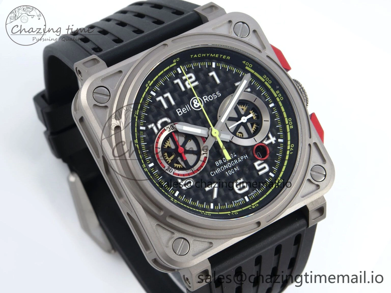 BR03-94 Instruments BRF 1:1 Best Edition Black Carbon Dial on Black Hollow Rubber Strap A2824