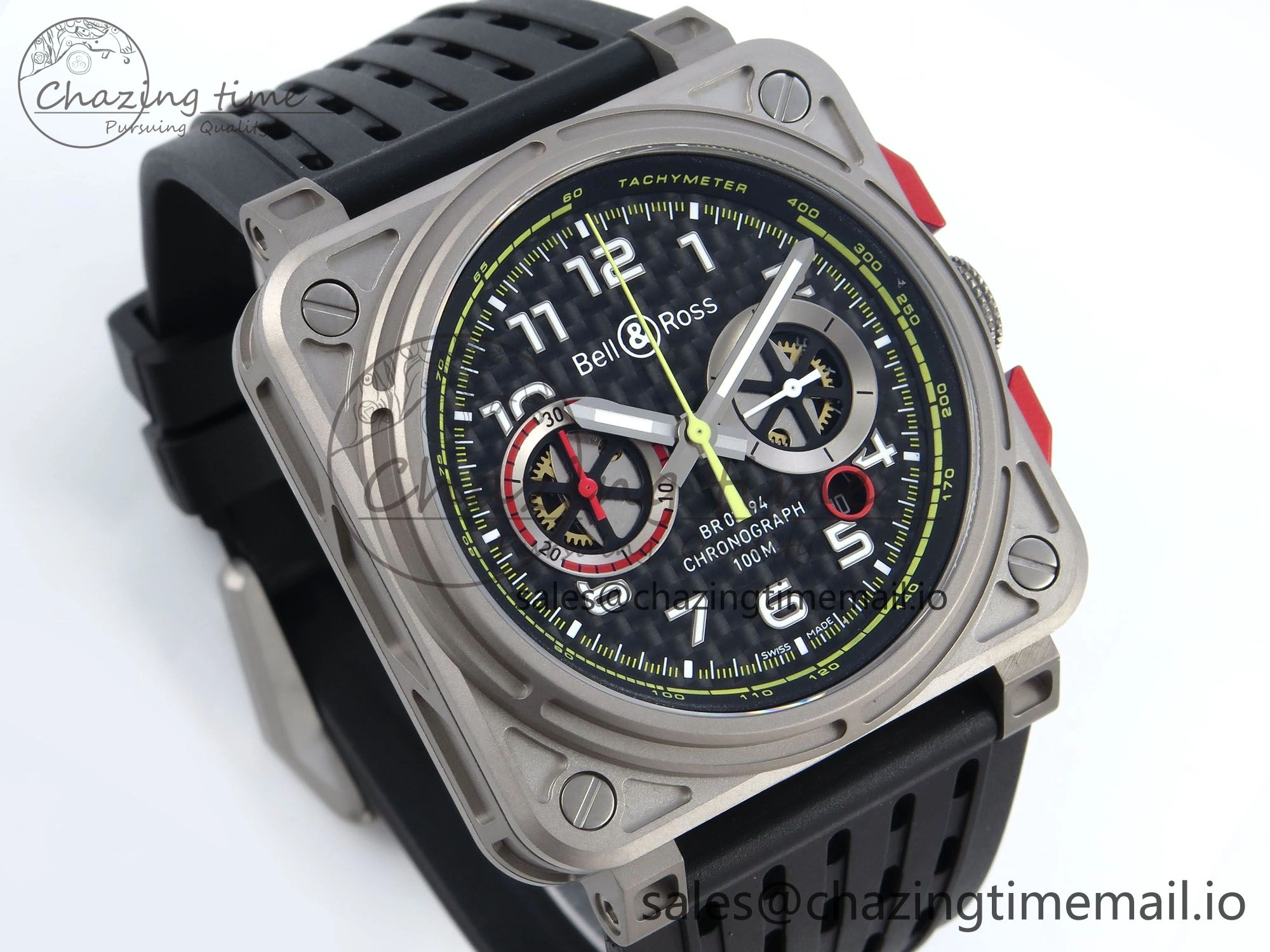 BR03-94 Instruments BRF 1:1 Best Edition Black Carbon Dial on Black Hollow Rubber Strap A2824