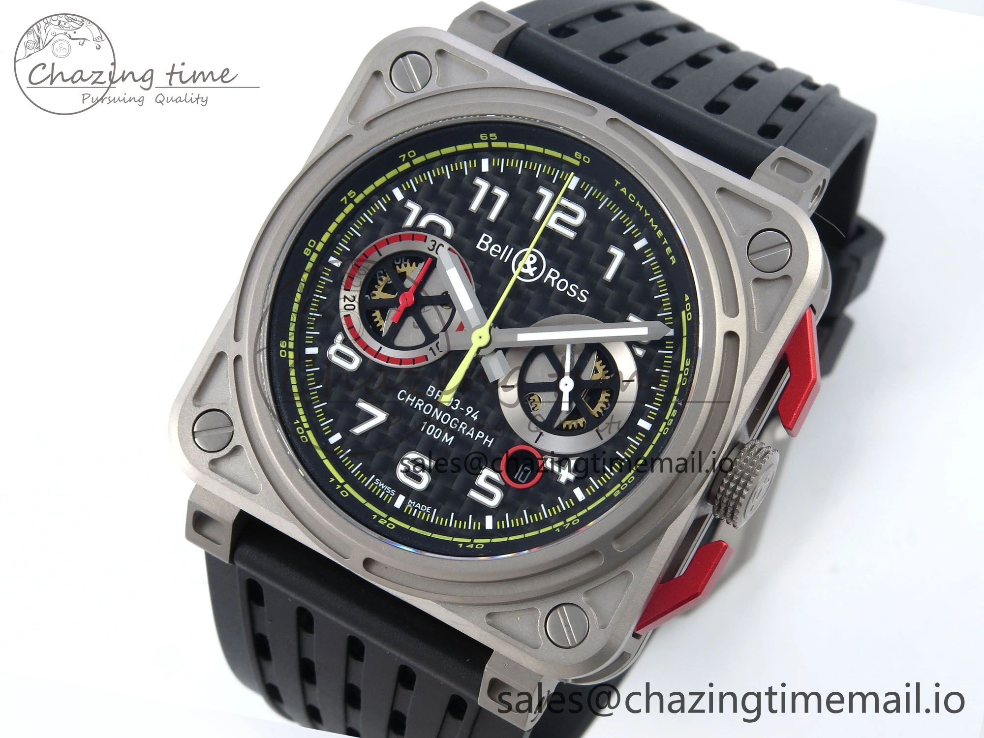 BR03-94 Instruments BRF 1:1 Best Edition Black Carbon Dial on Black Hollow Rubber Strap A2824