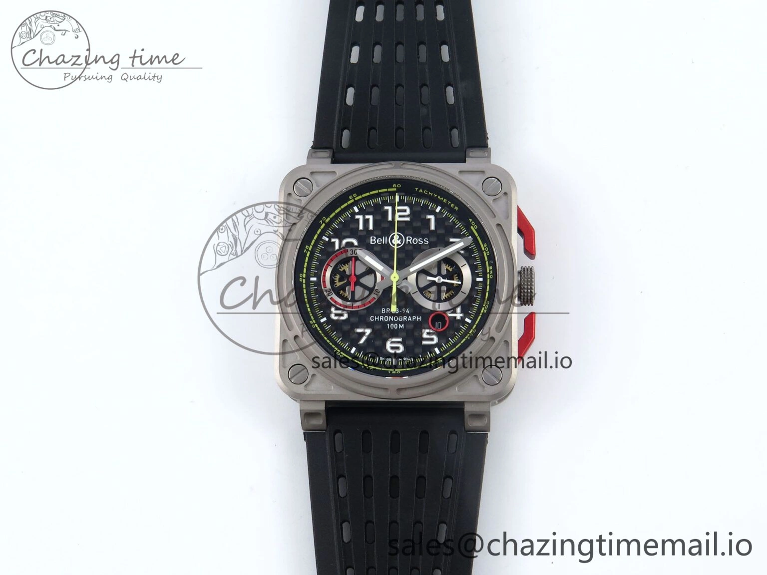 BR03-94 Instruments BRF 1:1 Best Edition Black Carbon Dial on Black Hollow Rubber Strap A2824