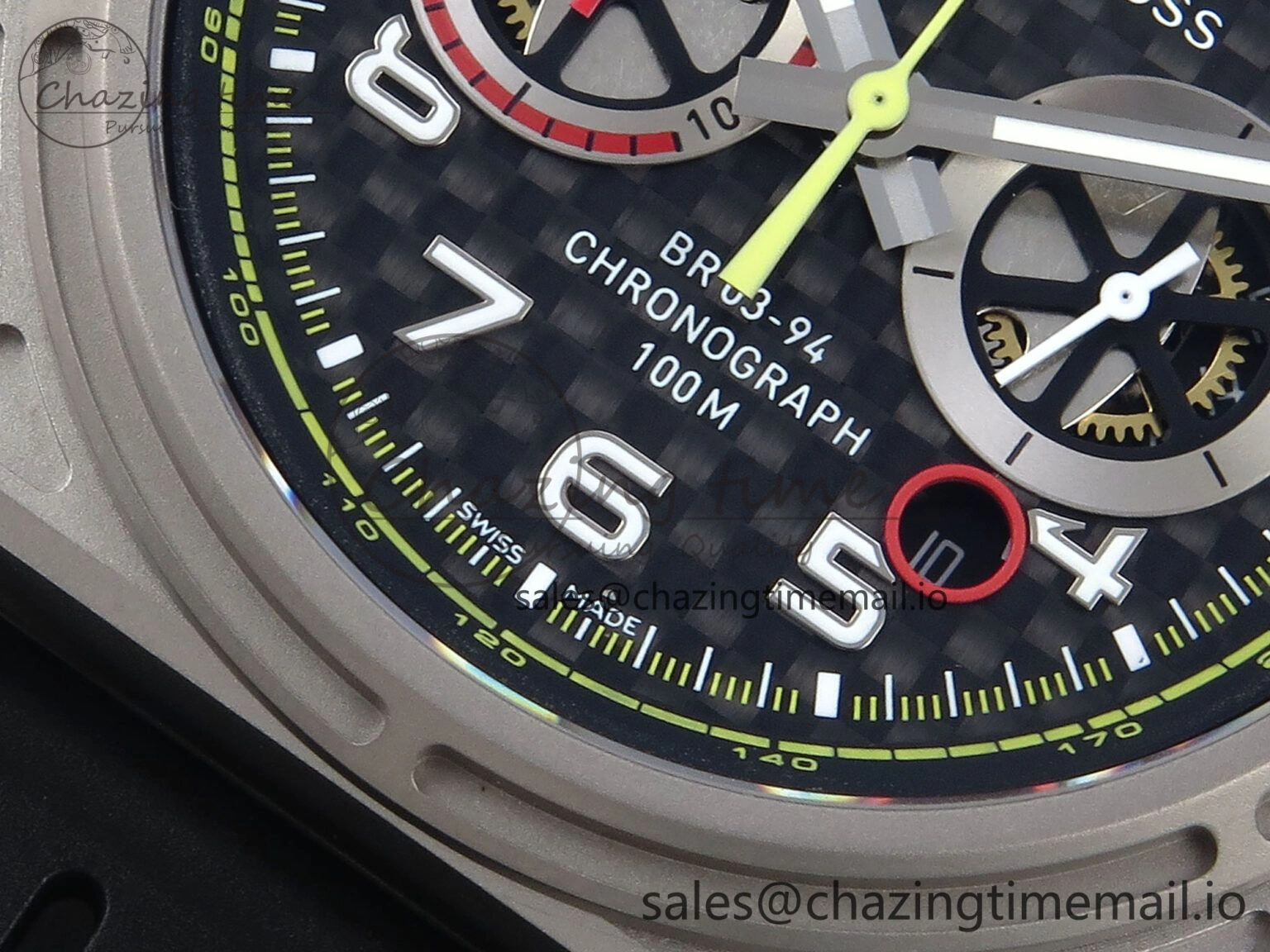 BR03-94 Instruments BRF 1:1 Best Edition Black Carbon Dial on Black Hollow Rubber Strap A2824