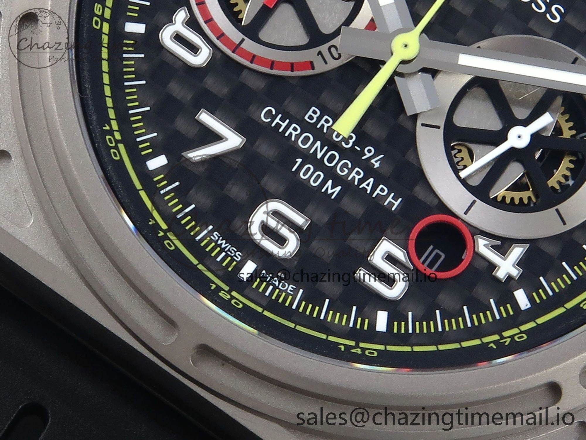 BR03-94 Instruments BRF 1:1 Best Edition Black Carbon Dial on Black Hollow Rubber Strap A2824