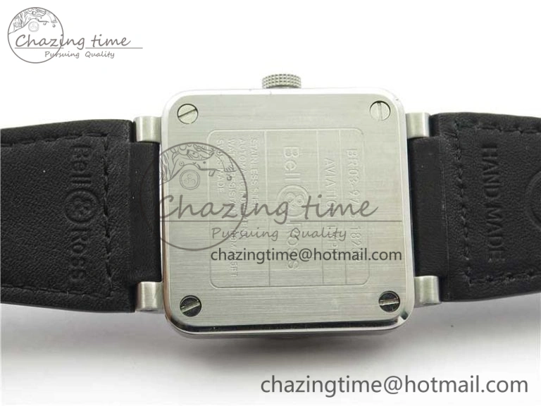 BR03-97 Automatic Power Reserve SS Black Dial on Black Leather Strap A23J (Free Nylon)