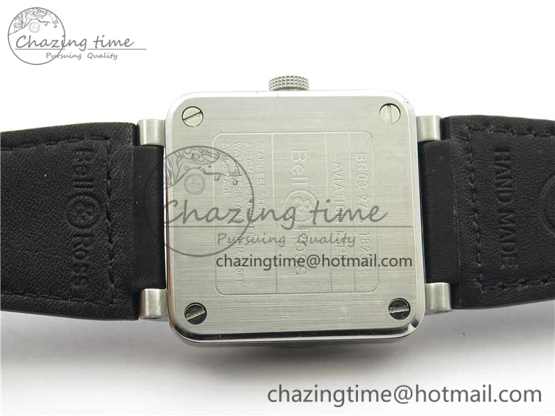 BR03-97 Automatic Power Reserve SS Black Dial on Black Leather Strap A23J (Free Nylon)