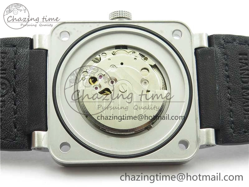 BR03-97 Automatic Power Reserve SS Black Dial on Black Leather Strap A23J (Free Nylon)