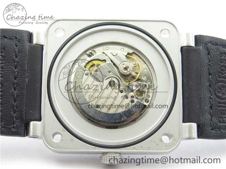 BR03-97 Automatic Power Reserve SS Black Dial on Black Leather Strap A23J (Free Nylon)