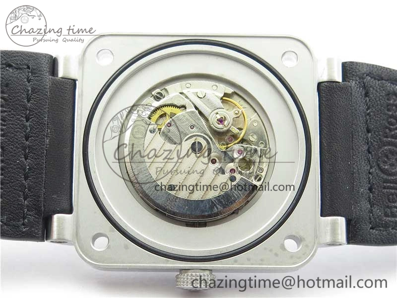 BR03-97 Automatic Power Reserve SS Black Dial on Black Leather Strap A23J (Free Nylon)