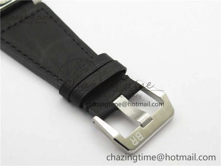 BR03-97 Automatic Power Reserve SS Black Dial on Black Leather Strap A23J (Free Nylon)