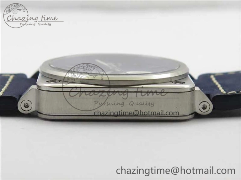BR03-97 Automatic Power Reserve SS Blue Dial on Blue Leather Strap A23J (Free Nylon)